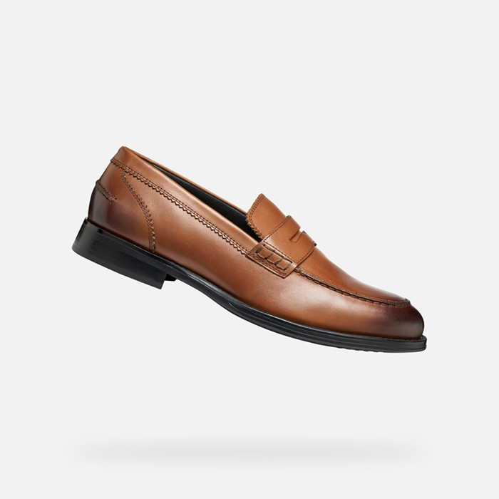 Leather loafers BARBERIGO MAN Cognac | GEOX