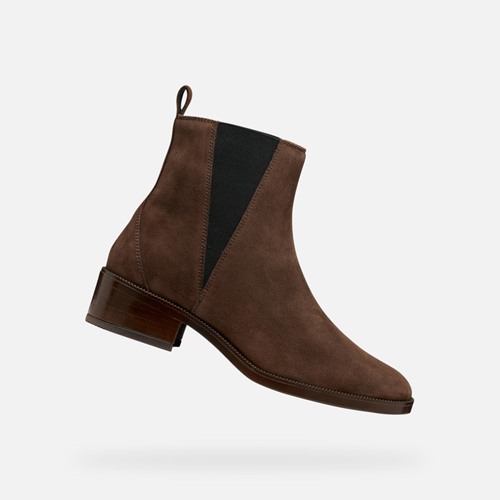 Suede ankle boots CAMEXIA WOMAN Dark Brown | GEOX
