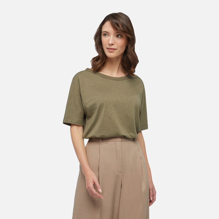 t-shirt T-SHIRT WOMAN Burnt olive | GEOX
